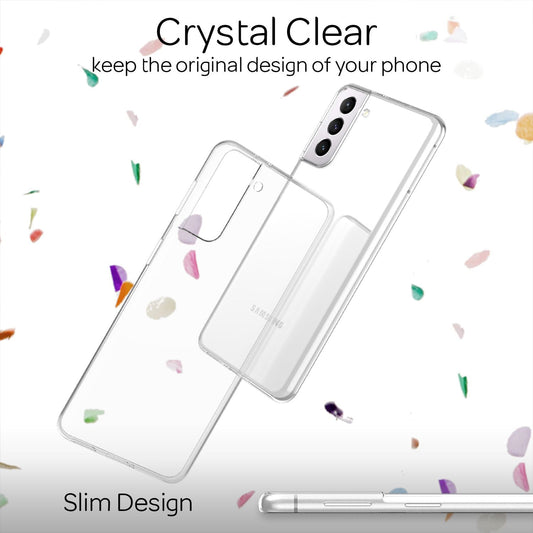 NALIA Phone Case for Samsung Galaxy S21, Transparent Silicone Protective Bumper