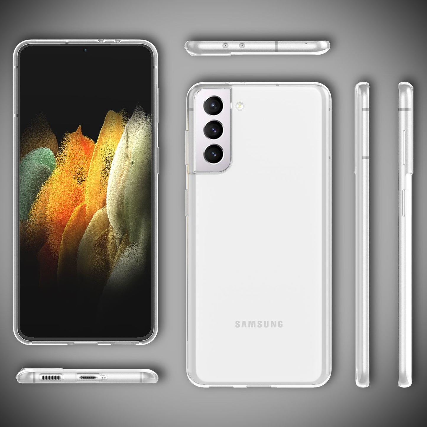 NALIA símahulstur fyrir Samsung Galaxy S21, gegnsætt sílikonhlífðarhulstur