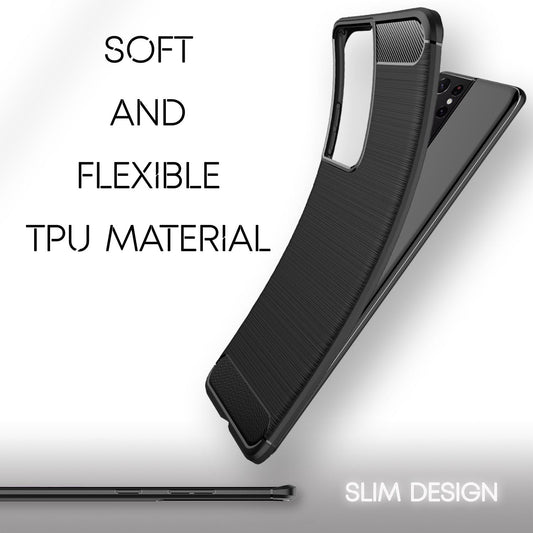 NALIA Design Handy Hülle für Samsung Galaxy S21 Ultra, Carbon Look Case Cover