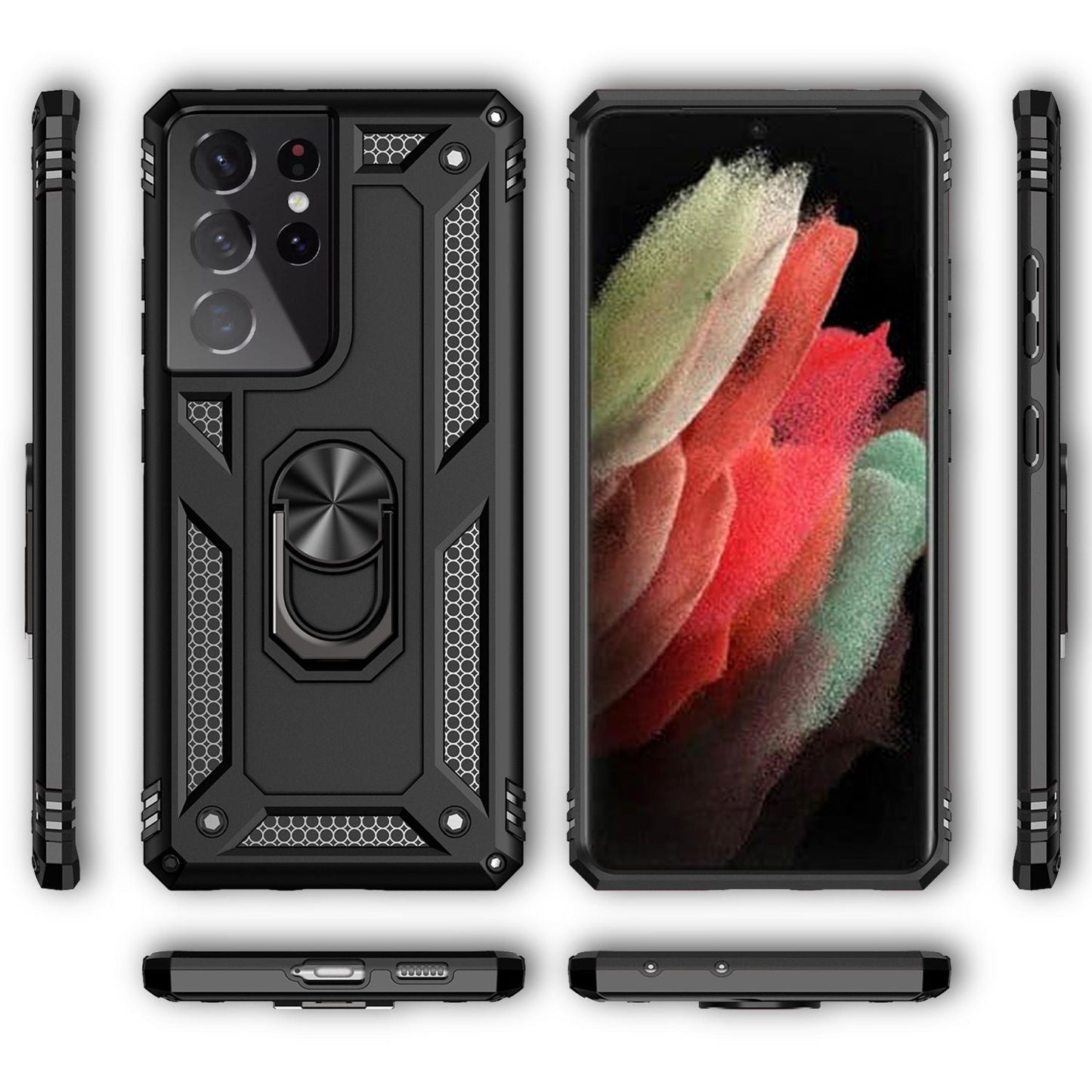 NALIA Ring símahulstur fyrir Samsung Galaxy S21 Ultra, verndandi poki