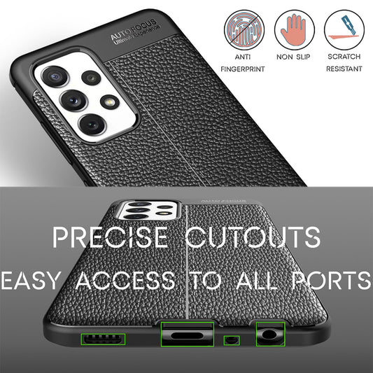 NALIA Design Case for Samsung Galaxy A72, Leather Look Silicone Phone Case Cover