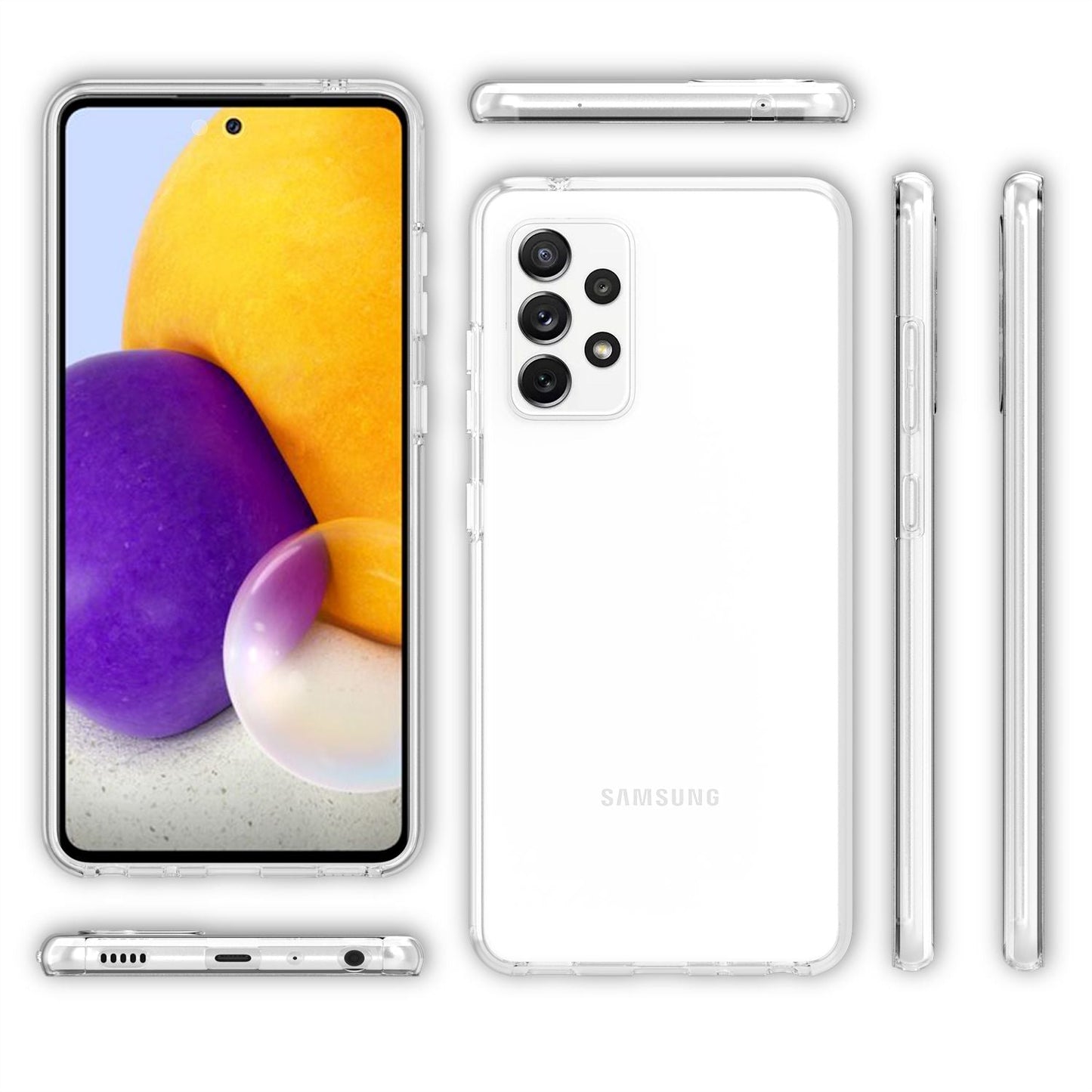 NALIA 360 Grad Handy Hülle für Samsung Galaxy A72, Transparent Full Cover Case