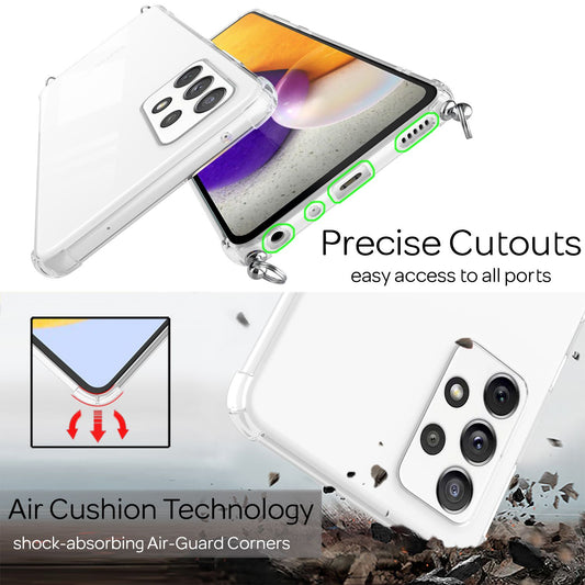 NALIA Phone Case with Chain for Samsung Galaxy A72, Case Cover with Necklace