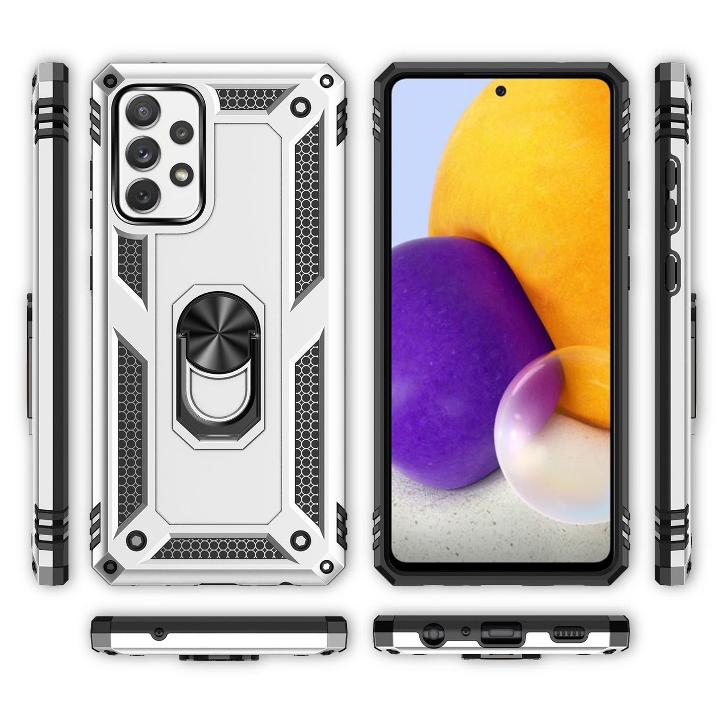 NALIA Ring símahulstur fyrir Samsung Galaxy A72, sílikonhulstur og hart hulstur, rispuþolið