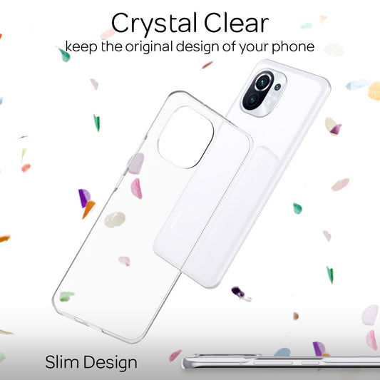 NALIA Klare Handy Hülle für Xiaomi Mi 11 5G, Transparent Silikon Cover Case Etui