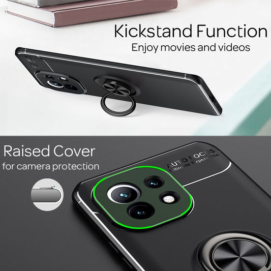 NALIA Ring Phone Case for Xiaomi Mi 11 5G, Silicone Cover Protective Bag Case