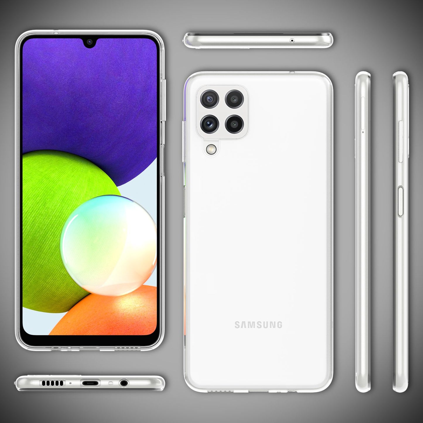 NALIA Clear Silicone Phone Case for Samsung Galaxy A22, Transparent Cover Case