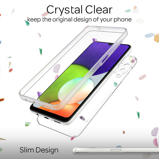 NALIA Clear 360° Protective Case for Samsung Galaxy A22, Full Protection Transparent Anti-Yellowing Clear Robust