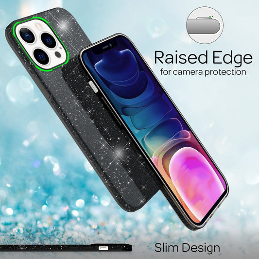 NALIA Sterkt glitrandi hulstur fyrir iPhone 13 Pro Max, höggþolið glansandi glitrandi verndarhulstur, styrkt sílikonhulstur