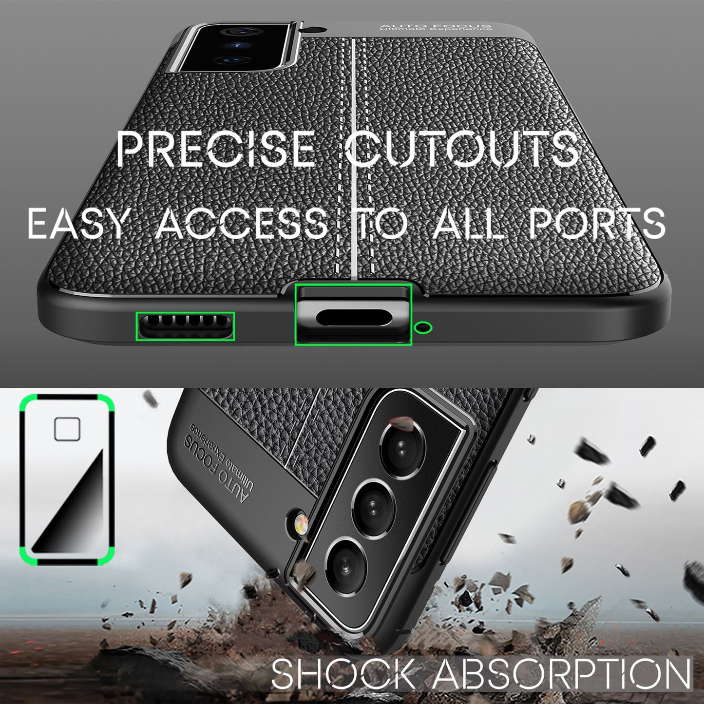 NALIA Leder Look Case für Samsung Galaxy S22 Plus, Schwarze Silikonhülle Anti-Fingerabdruck Rutschfest Kratzfest Stoßfest, Handyhülle Schutzhülle