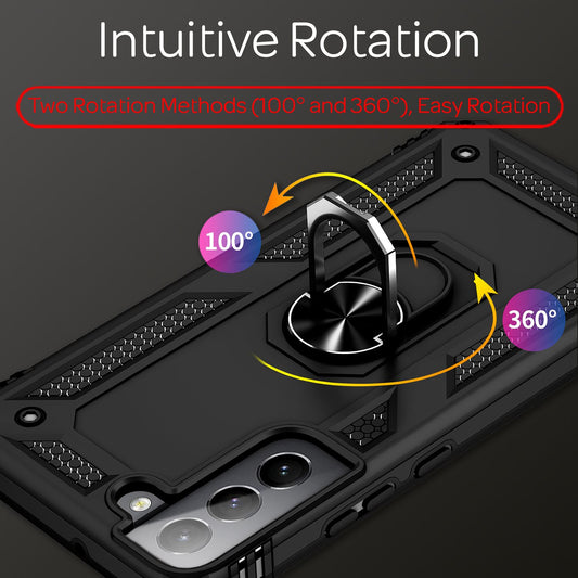 NALIA Military-Style Ring Case for Samsung Galaxy S22, Extremely Protective, Shockproof, Robust, 360° Ring for Stand Function