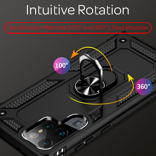 NALIA hernaðarstíls hringhulstur fyrir Samsung Galaxy S22 Ultra, einstaklega verndandi og höggþolið, 360° hringur fyrir stand