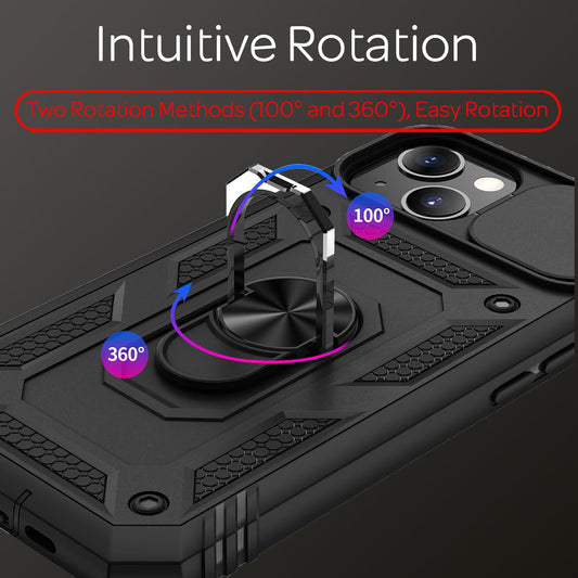 NALIA Military-Style Ring Case for iPhone 13 Mini, Extremely Protective with Display Frame & Camera Cover, 360° Ring for Stand Function & Car Mount