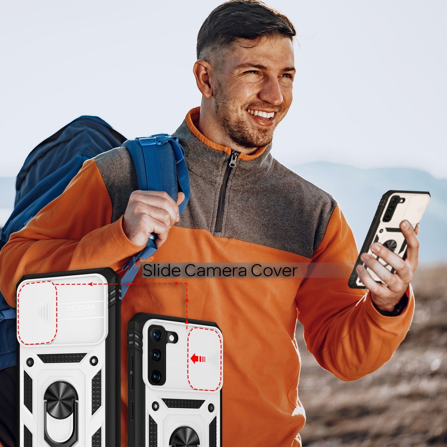 NALIA Military-Style Ring Case for Samsung Galaxy S21, Extremely Protective with Display Frame & Camera Cover