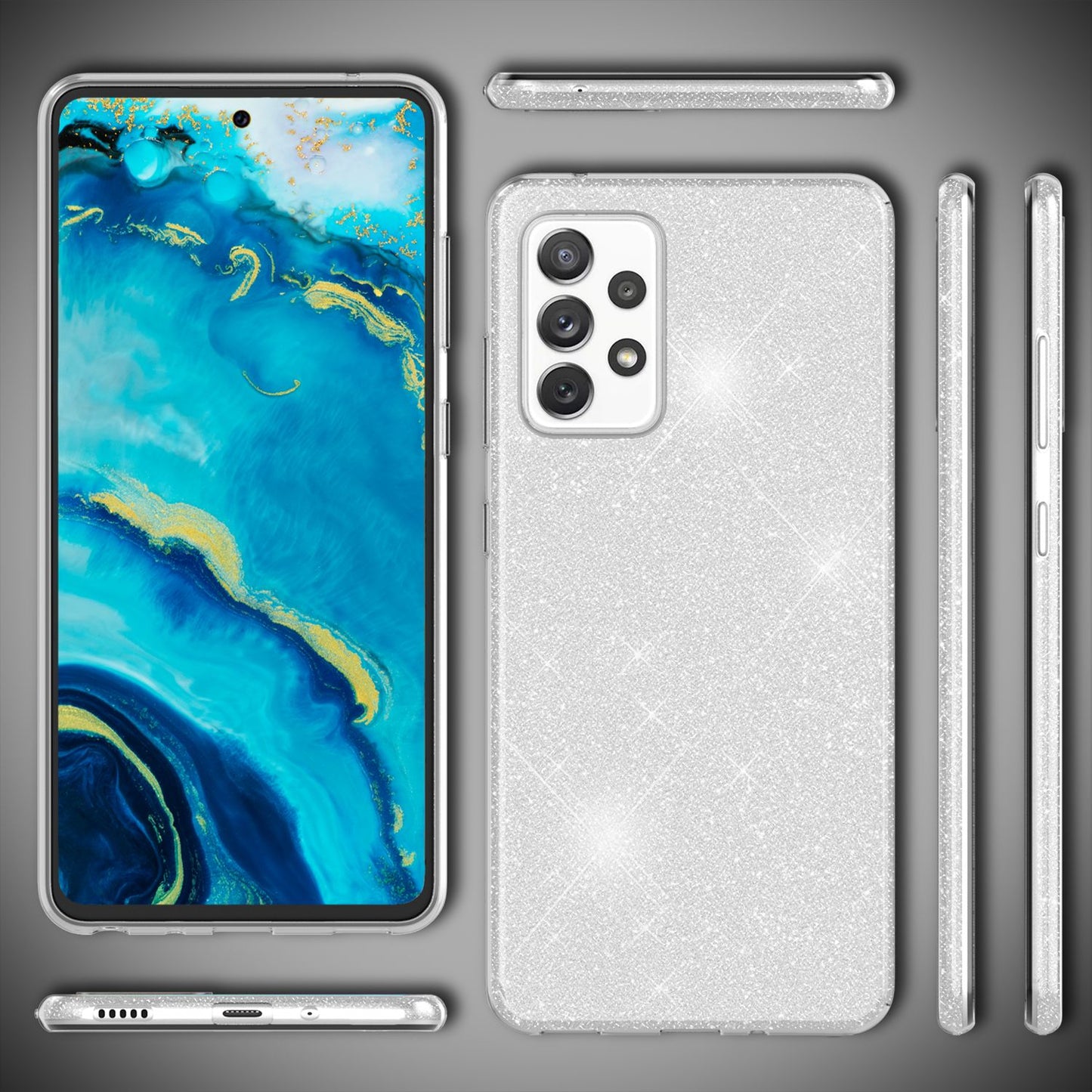 Fyrir Samsung Galaxy A33 - Sterkt glitrandi hulstur, höggþolið, glansandi símavörn