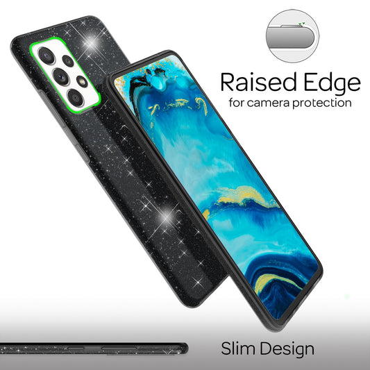 NALIA Sterkt Glitrandi Hulstur fyrir Samsung Galaxy A53, Glansandi Glitrandi Hybrid Verndunarhulstur, Styrkt Sílikon Símahulstur