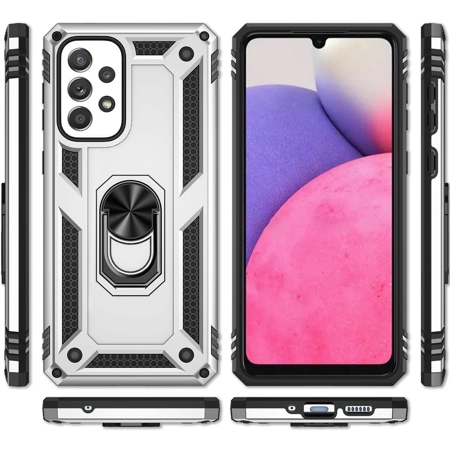 For Samsung Galaxy A33 - Military Style Ring Case Shockproof Outdoor Protective Cover