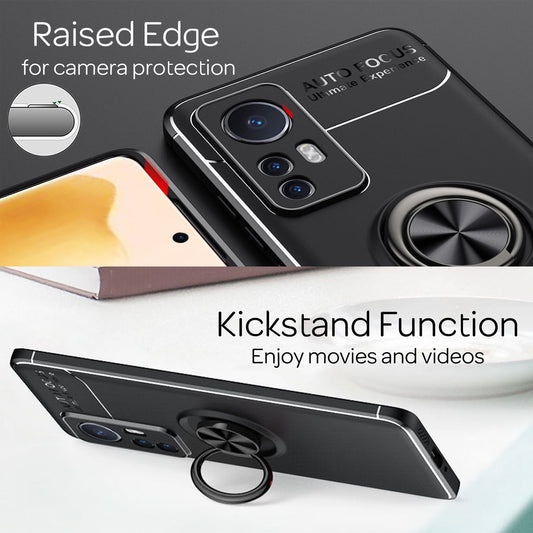 Mattsvart hringlaga hulstur fyrir Xiaomi 12 / Xiaomi 12X - sílikon símahulstur