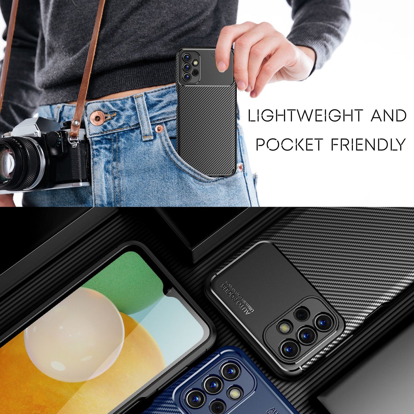 For Samsung Galaxy A13 - Carbon Look Phone Case Hard Case Cover