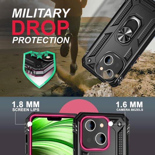 Ring Case for iPhone 14 Plus - Military Protection Shockproof Outdoor Hard Case Cover