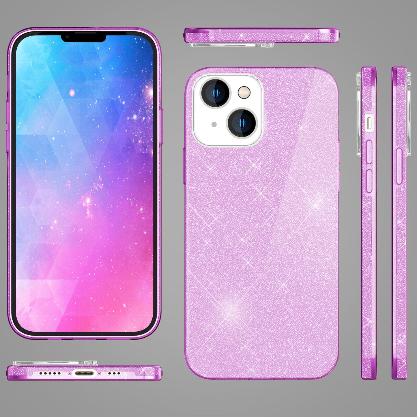 Hülle für iPhone 14 - Glitzer Cover Verstärkte Silikon Handyhülle Glitter Case