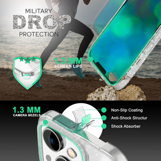 Glitter Phone Case for iPhone 14 Plus, Transparent Glitter Cover Case