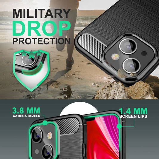 For iPhone 14 Plus Case Carbon Look Black Non-Slip Phone Case Protective Case