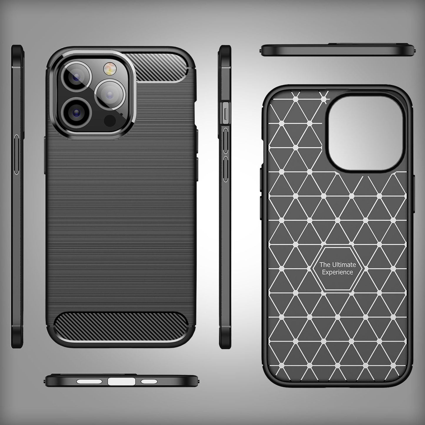 Case for iPhone 14 Pro Max - Carbon Look Matte Black Non-Slip TPU Phone Case