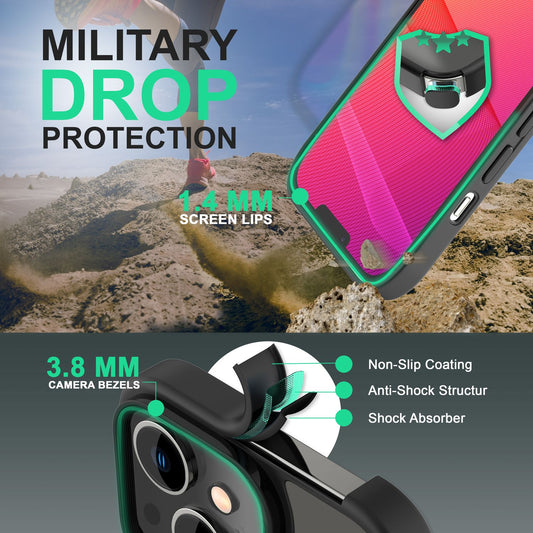 Hybrid hulstur fyrir iPhone 14 - Matt gegnsætt hart hulstur með sílikonhlífðarramma