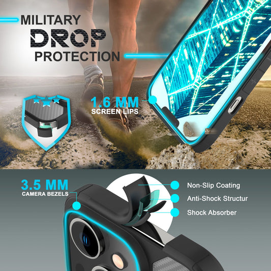 For iPhone 14 Plus Case Carbon Look Case Translucent Matte Protective Phone Case