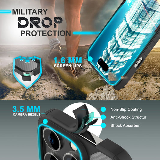 Hülle für iPhone 14 Pro Max - Carbon Look Case Halb-Transparent Matt Kratzfest