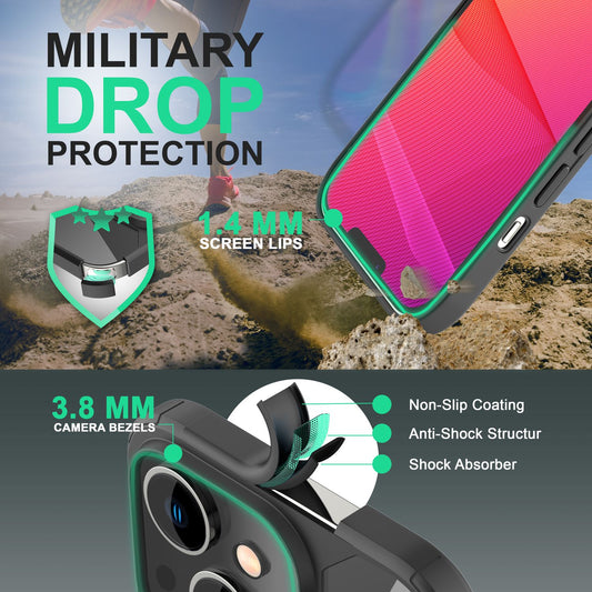 Hybrid Case for iPhone 14 - Clear Transparent Acrylic Cover Silicone Protective Frame