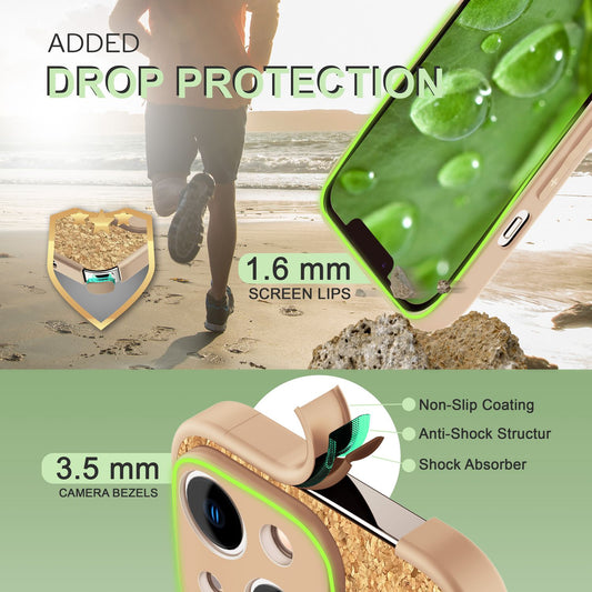 Hülle mit Natur Kork für iPhone 14, Schutzhülle TPU Handyhülle Cover Cork Case