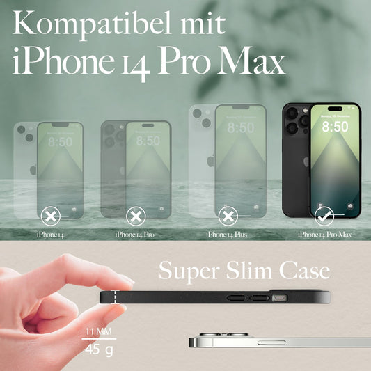 Lífrænt hulstur fyrir iPhone 14 Pro Max, sjálfbært hulstur, umhverfisvænt náttúrulegt hulstur