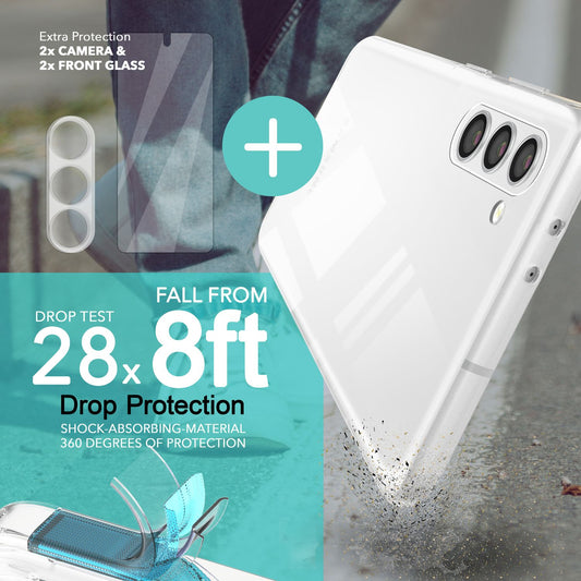 Clear silicone case for Samsung Galaxy S23, 2x glass screen protectors & camera protector