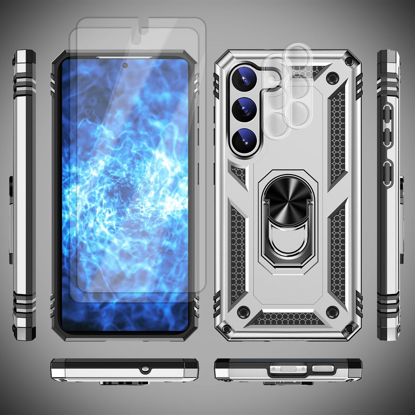 Military Ring Case for Samsung Galaxy S23, 2x Screen & Camera Protection
