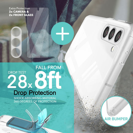 Clear case for Samsung Galaxy S23 Plus, 2x screen & camera protection, transparent