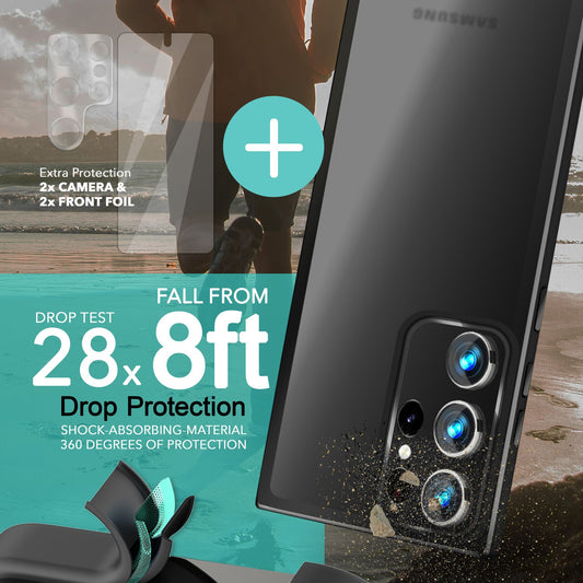 Hybrid Hülle für Samsung Galaxy S23 Ultra, 2x Display- & Kameraschutz