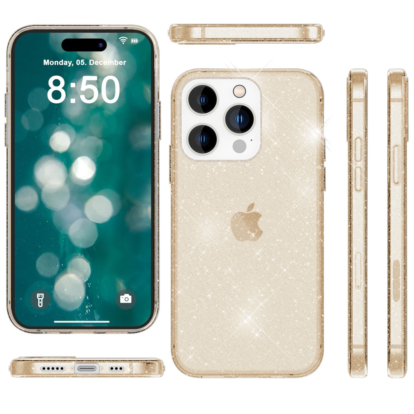 Glitter Case for iPhone 15 Pro Max, Bling Case, Clear Silicone Phone Case