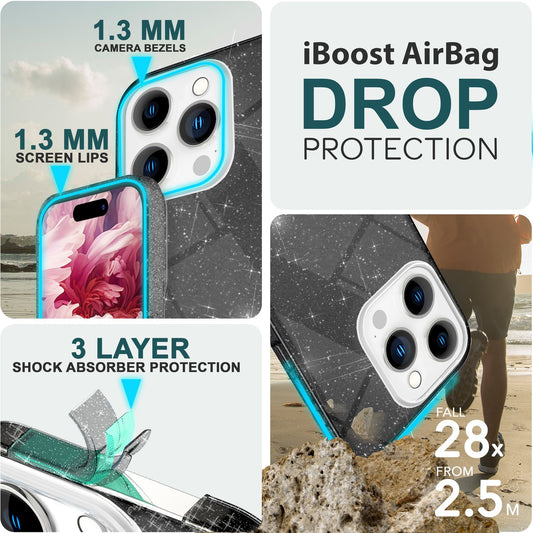 Glitrandi hulstur fyrir iPhone 15 Pro Hybrid Bling hulstur Sílikon símahulstur Verndandi hulstur