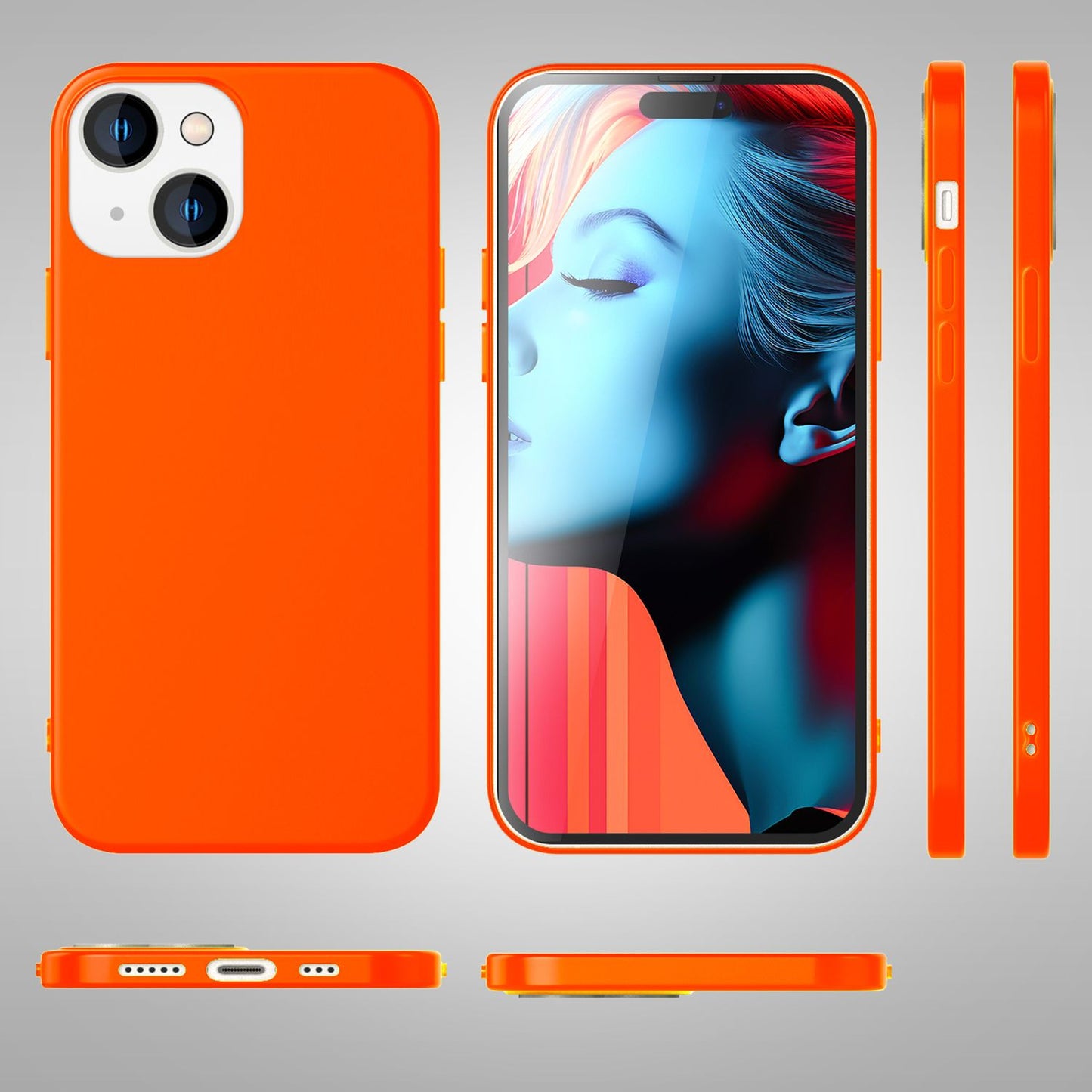 Hülle Neon für iPhone 15 Plus Silikon Schutzhülle Bunt Slim Case Handyhülle Soft