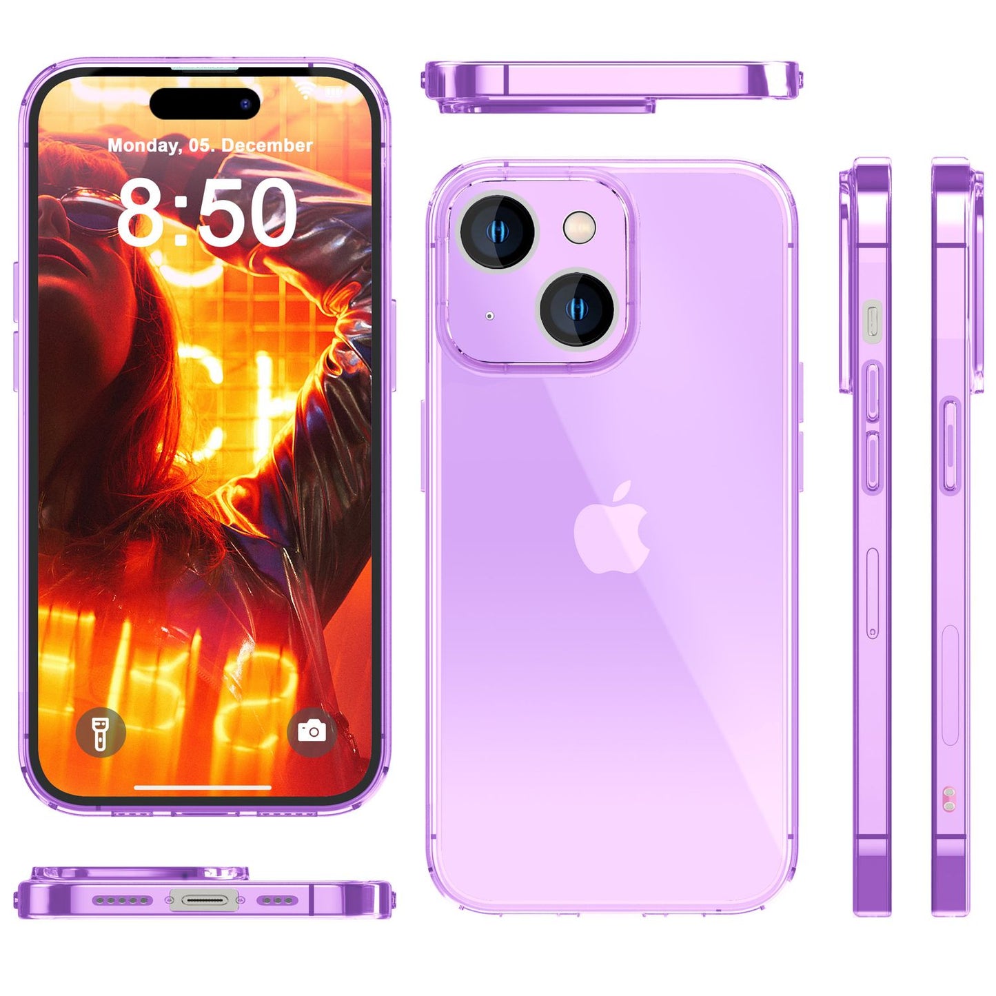 Neon Clear Case for iPhone 15, Colorful Luminous Silicone Phone Case, Slim Protective Case