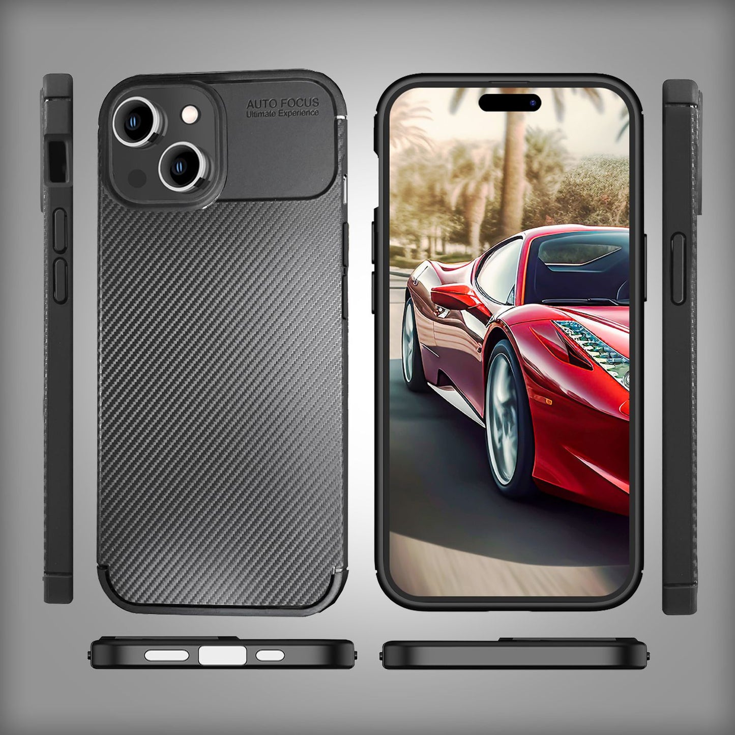 Hülle für iPhone 15 Carbon Optik Case Silikon Handyhülle Schutz Tasche Cover TPU