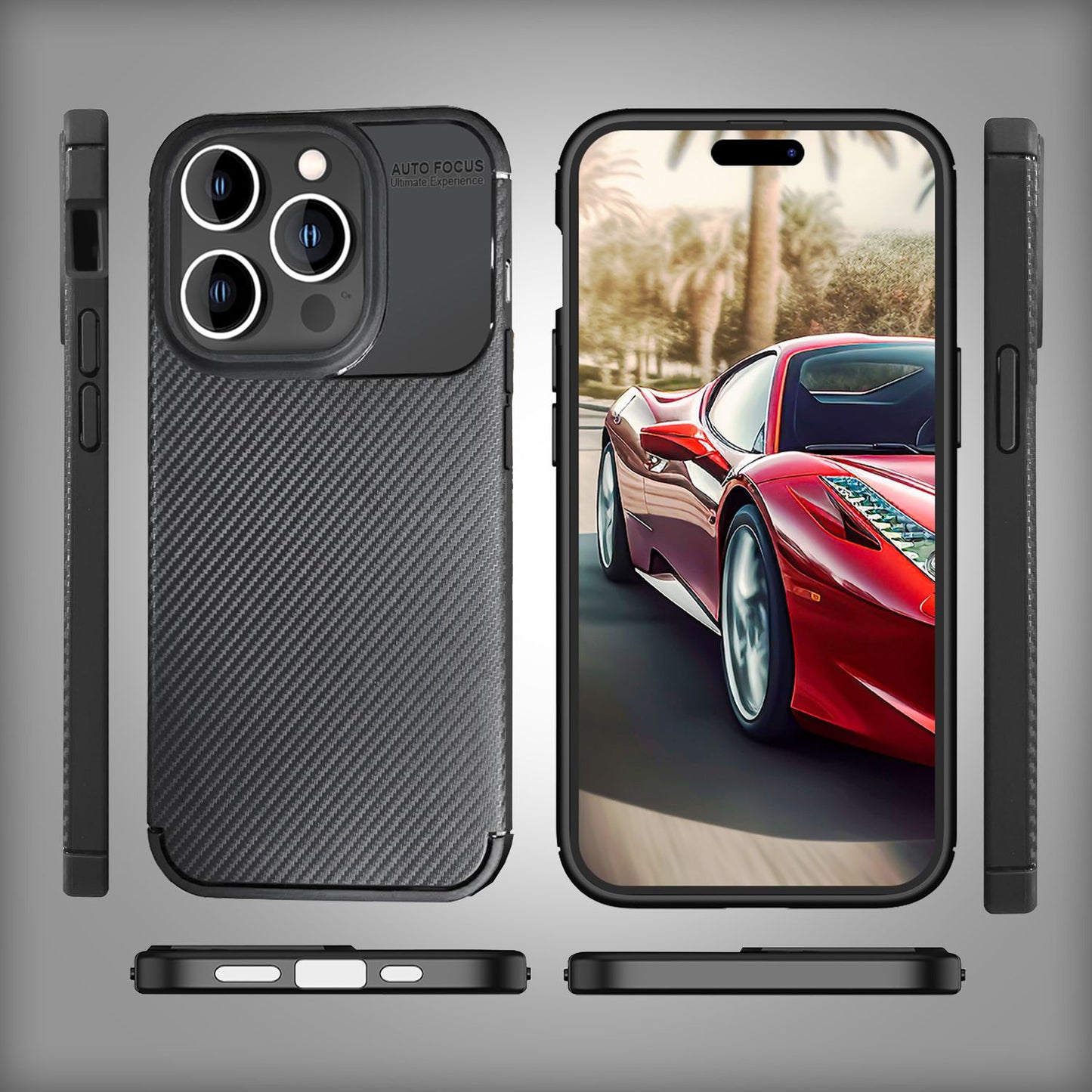 Hülle für iPhone 15 Pro Carbon Optik Cover Silikon Handyhülle Case Schutz Tasche