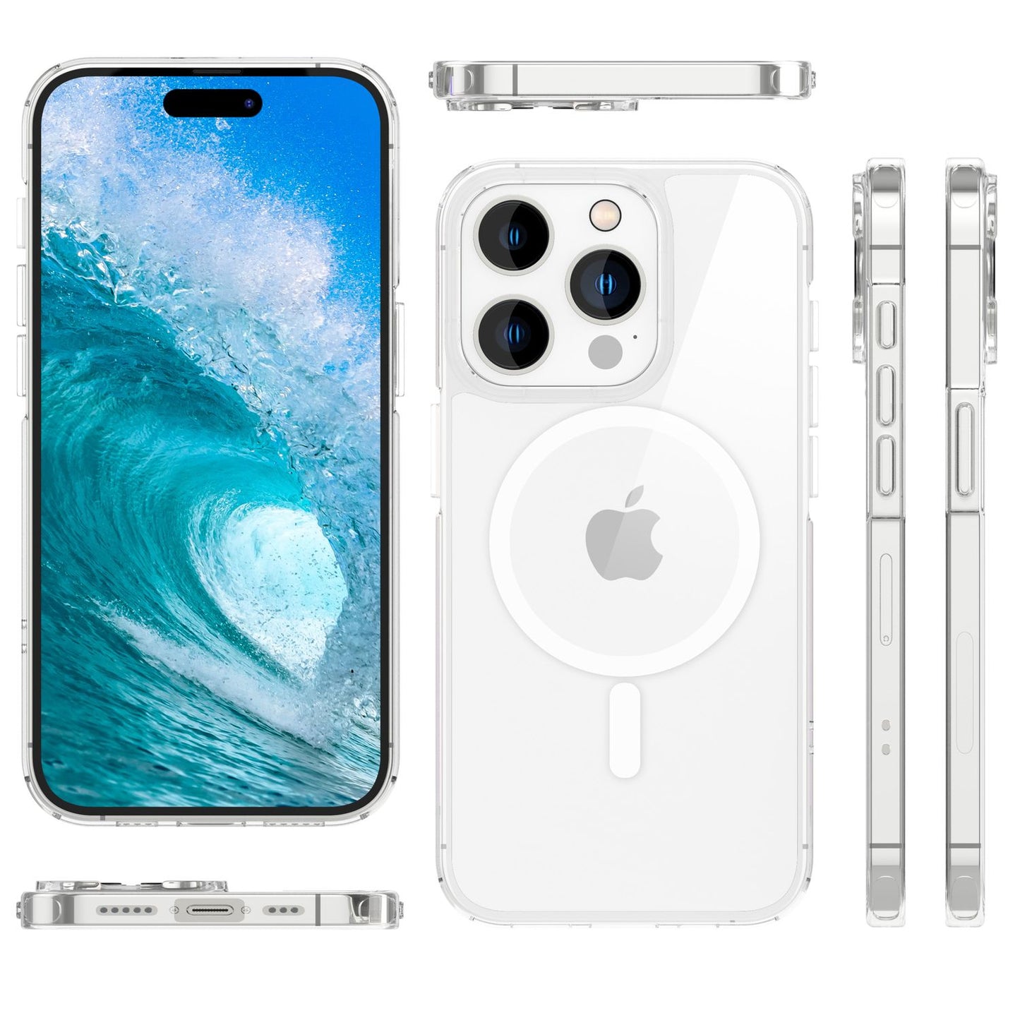 MagSafe Hülle Klar für iPhone 15 Pro Max Clear Hard Case Handyhülle Schutz Cover