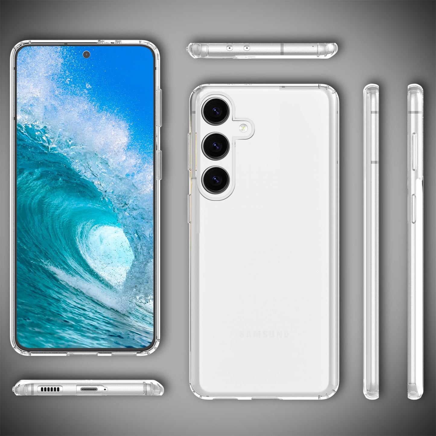 NALIA Sterkt, gegnsætt hlífðarhulstur fyrir Samsung Galaxy S24 Plus, gegnsætt með hörðum bakhlið og sílikonramma