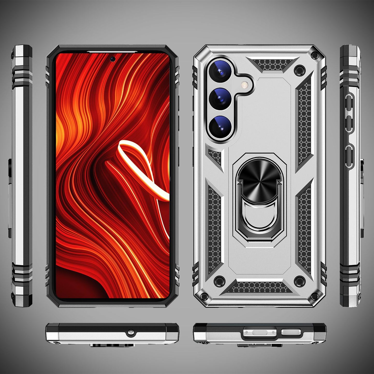 NALIA Military-Style Ring Case for Samsung Galaxy S24, Extremely Robust & Shock-Resistant, Outdoor Protective Case