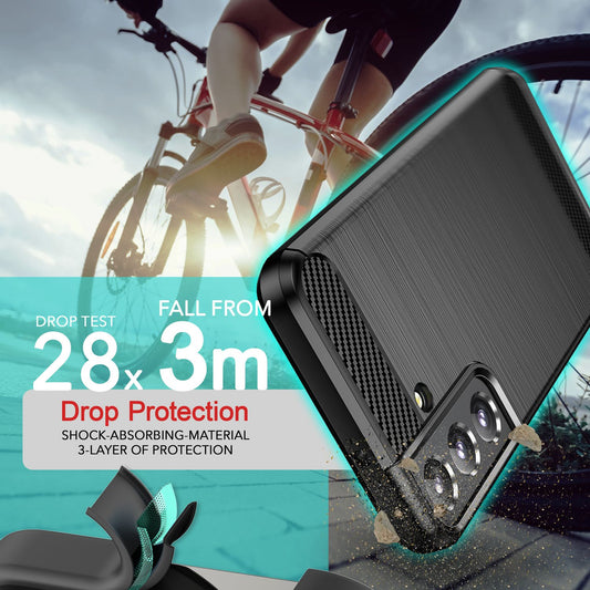 NALIA Carbon-Style Silicone Case for Samsung Galaxy S24 Plus, Matte Black Protective Case with Carbon Fiber Texture