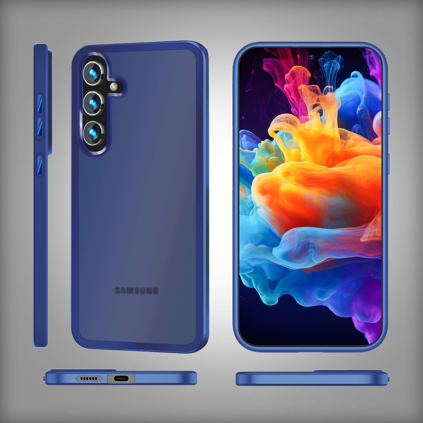 NALIA Matte Hybrid Schutzhülle für Samsung Galaxy S24 Hülle, Semi-Transparente Stoßfeste Harte Rückseite & Schutz-Rahmen