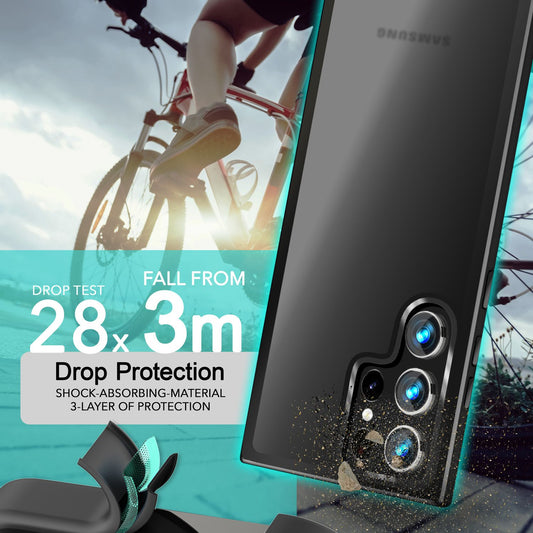 NALIA Matt Hybrid hlífðarhulstur fyrir Samsung Galaxy S24 Ultra, hálfgagnsætt hart bak og rammi sem verndar gegn falli